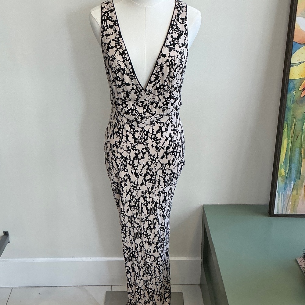 Free People Black and Cream Floral Maxi Dress - 8 (739)